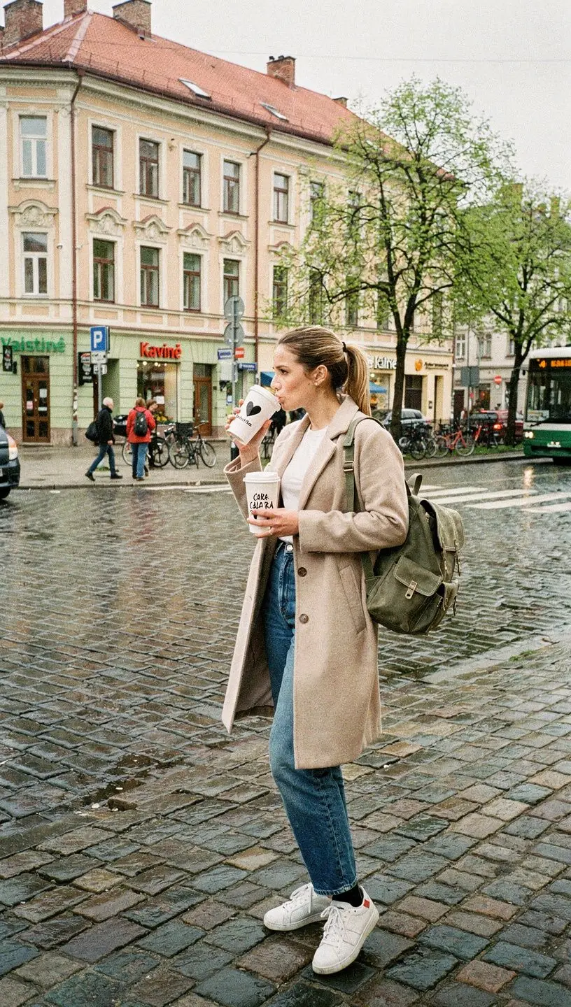 Stiklinė šviežiai paruoštos arbatos, dekoruota vaisiais ir žolelėmis.